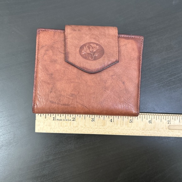 Vintage Buxton Brown Marble Top Grain Cowhide Leather Kiss-lock Wallet - Picture 7 of 8